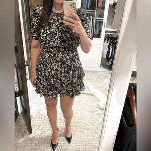 Shoshanna, Ramona Printed Floral Minidress, Jet, Teal, Beige